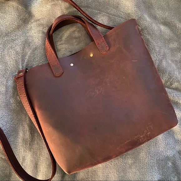 Portland Leather Goods Mini Crossbody Tote in Merlot - Picture 4 of 7